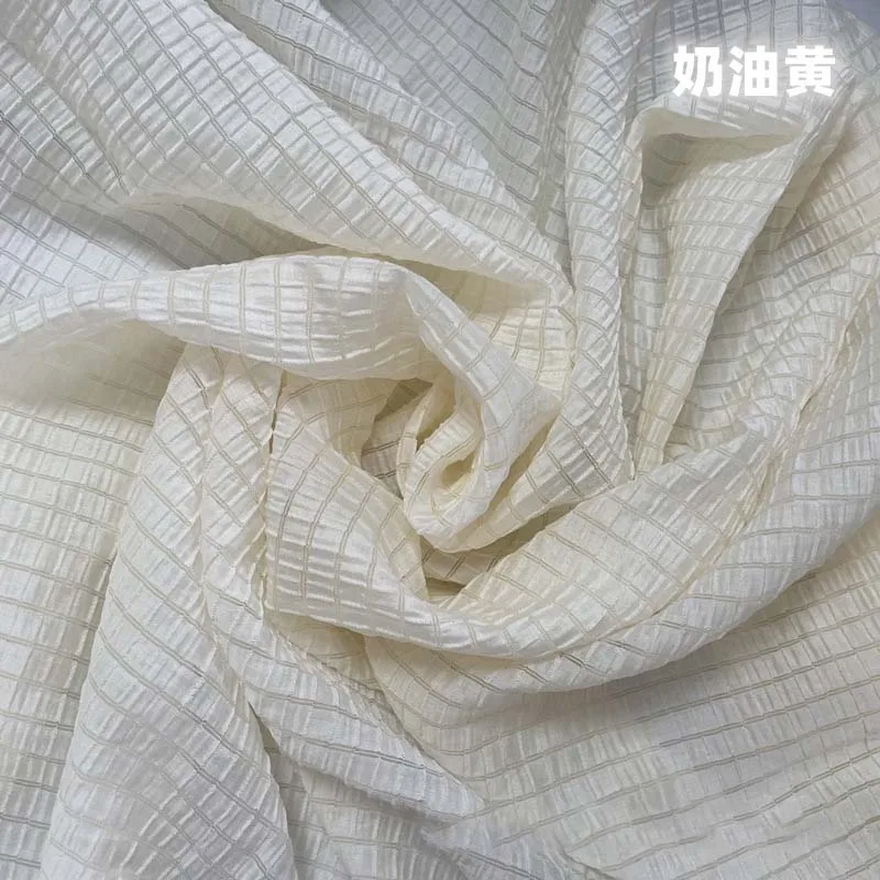 Cream Yellow Checkered Fabric  - Is Sewing A Textile Craft ulasan dan harga